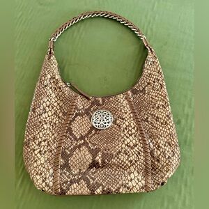 Beautiful Brighton ‘Nora’ browns/bronze embossed snakeskin hobo handbag.